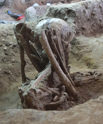 発掘した人骨の写真2