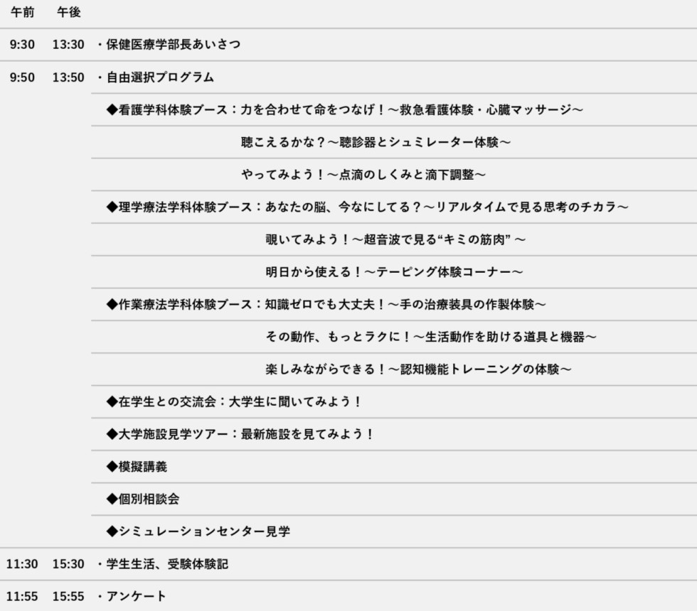 保健医療学部　プログラム