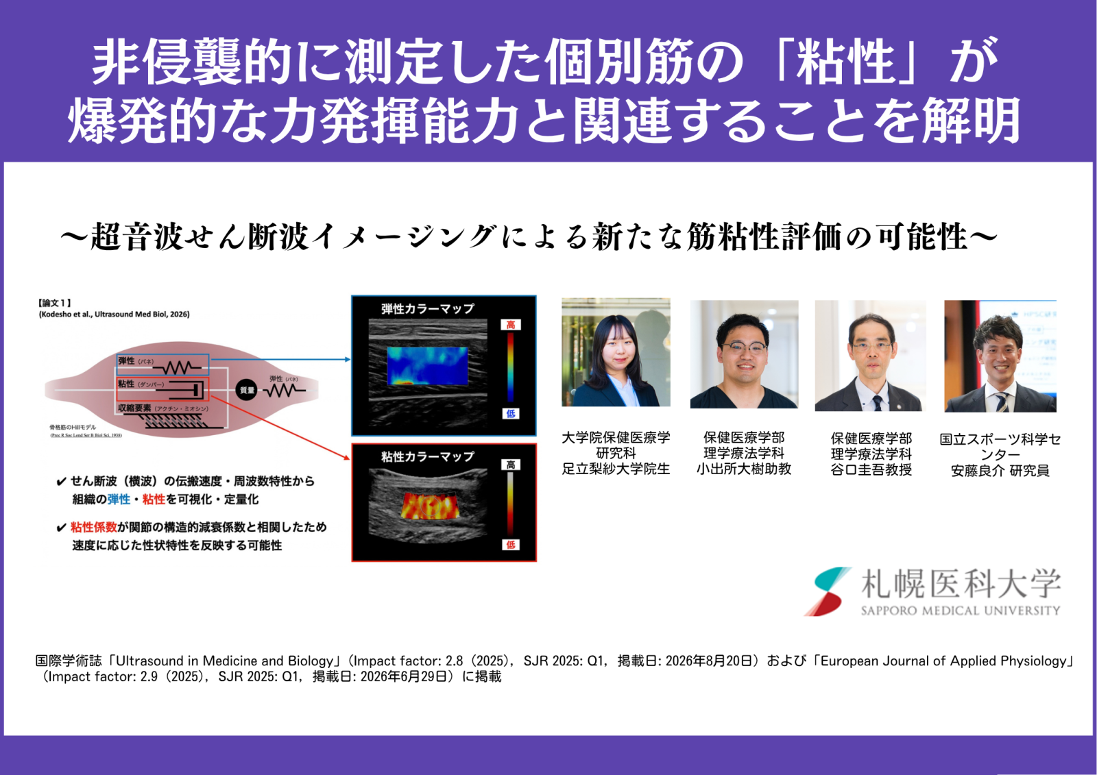 非侵襲的に測定した個別筋の「粘性」が 爆発的な力発揮能力と関連することを解明