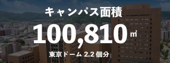キャンパス面積　100,810㎡（東京ドーム2.2個分） 
